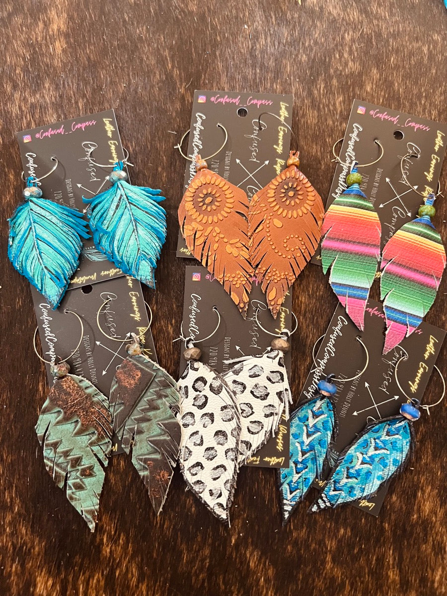 Handcrafted, one-of-a-kind, feather earrings