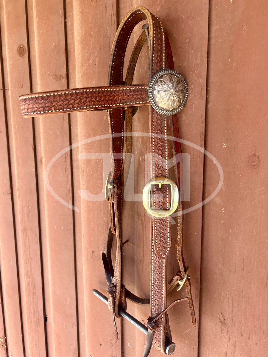 Vintage Grijalva EG* Silver Conchos on Billy Cook Maker Stamped Headstall GJ1111
