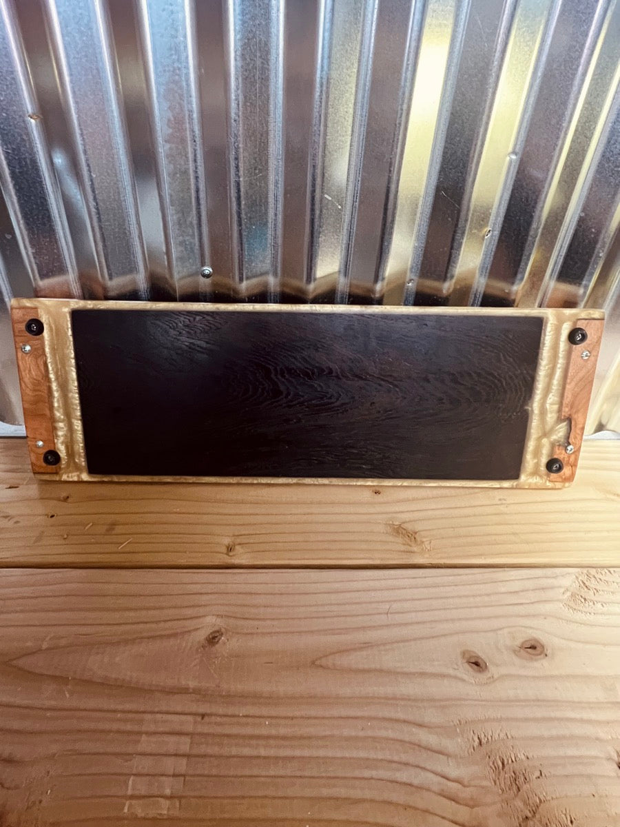 Roasted Oak Wood and Gold Epoxy Resin Serving Tray