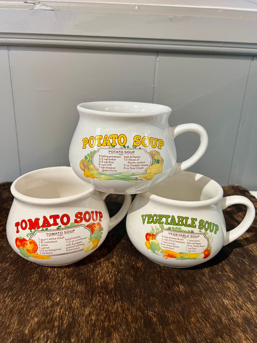 Dat'l Do-It Inc Soup Recipe Bowls Mugs Cups Set Of 3