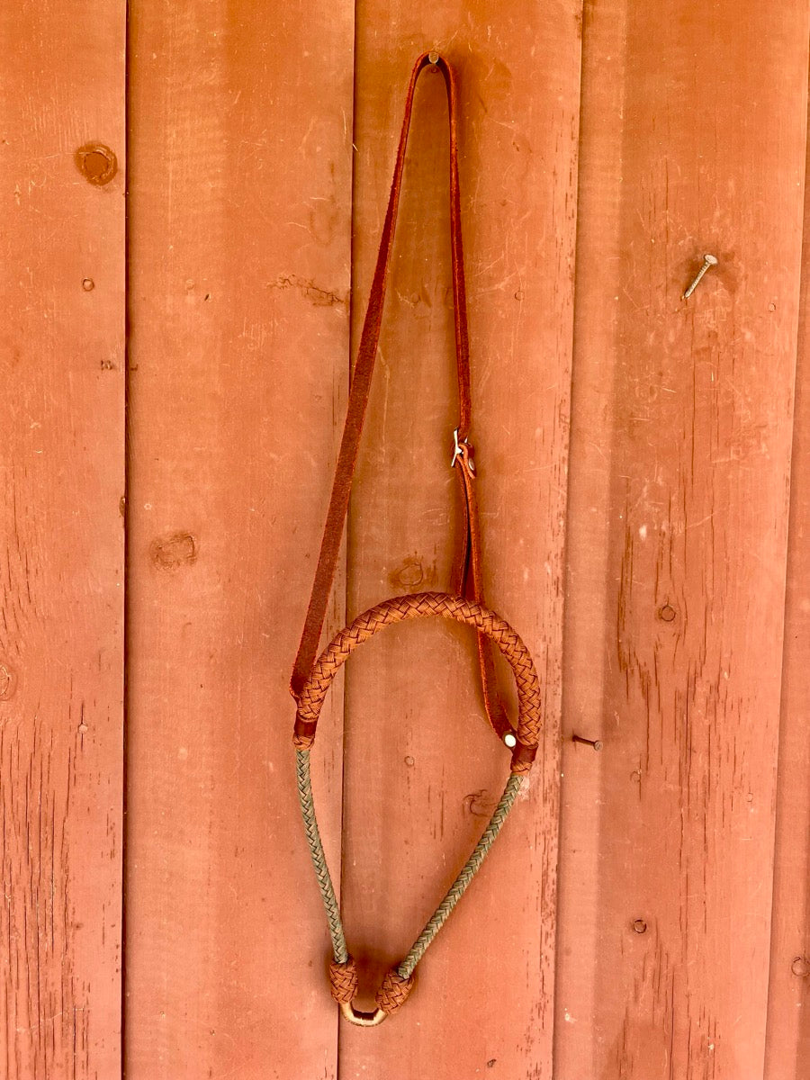 Braided Paracord Tie Down Noseband - Brown Dark Green TD1115