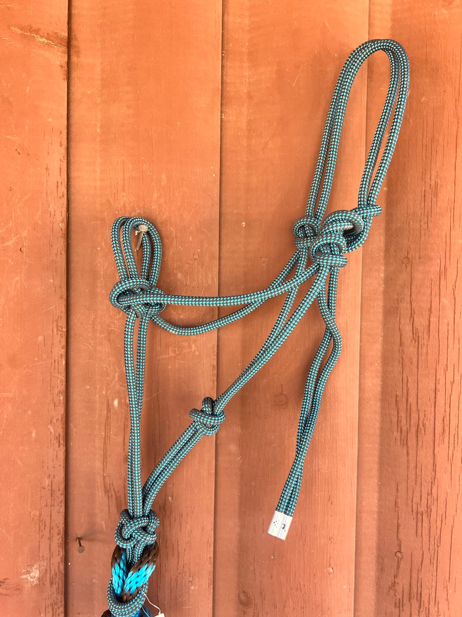 Professionals Choice Rope Halter 10 ft Lead Turquoise Brown HL1111
