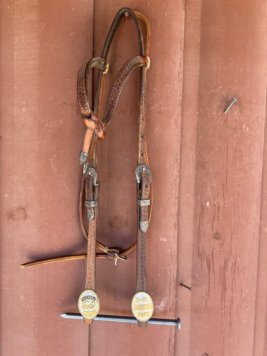 Futurity Knot Leather Headstall with FLEMING Sterling Overlay Buckles    HS1142