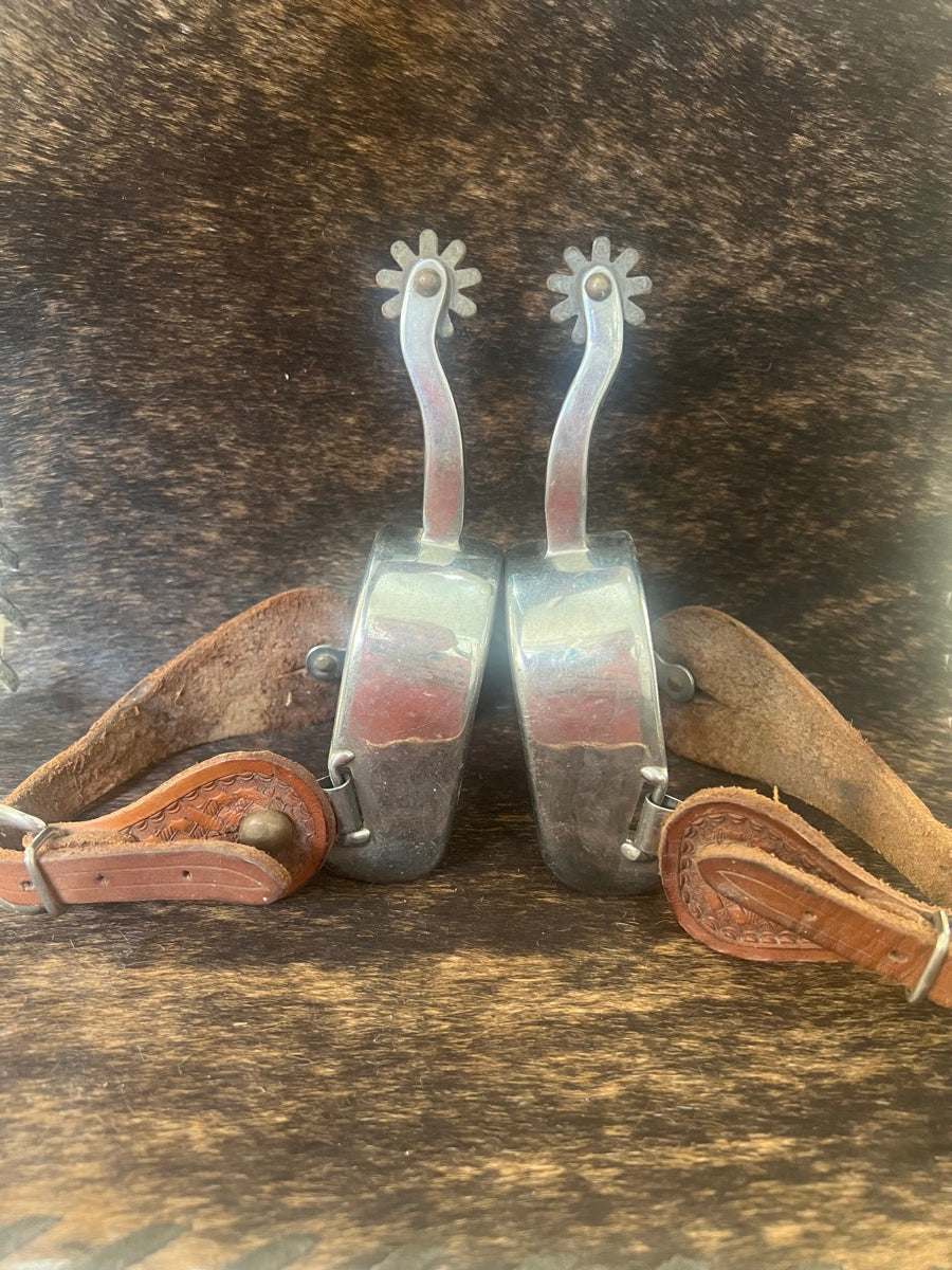 Metalab Wide Band Curved Shank Western Horse Cowboy Rodeo Spurs and Spur Straps     SPR1117