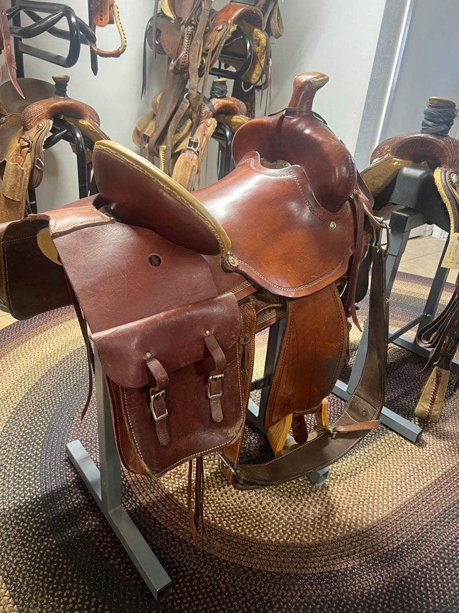 Leather Saddle Bags with Tie Strings     SB1111