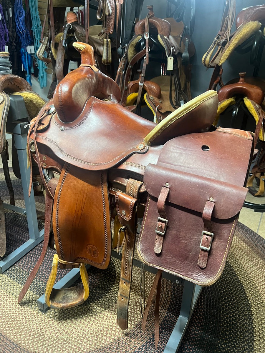 Leather Saddle Bags with Tie Strings     SB1111