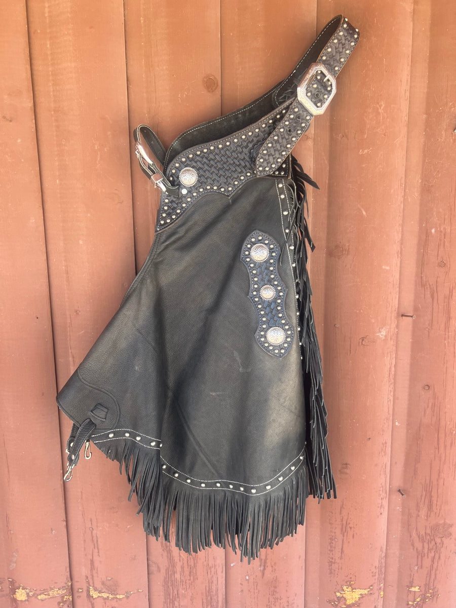 Al Levey Custom Black Leather Chinks   CH1112