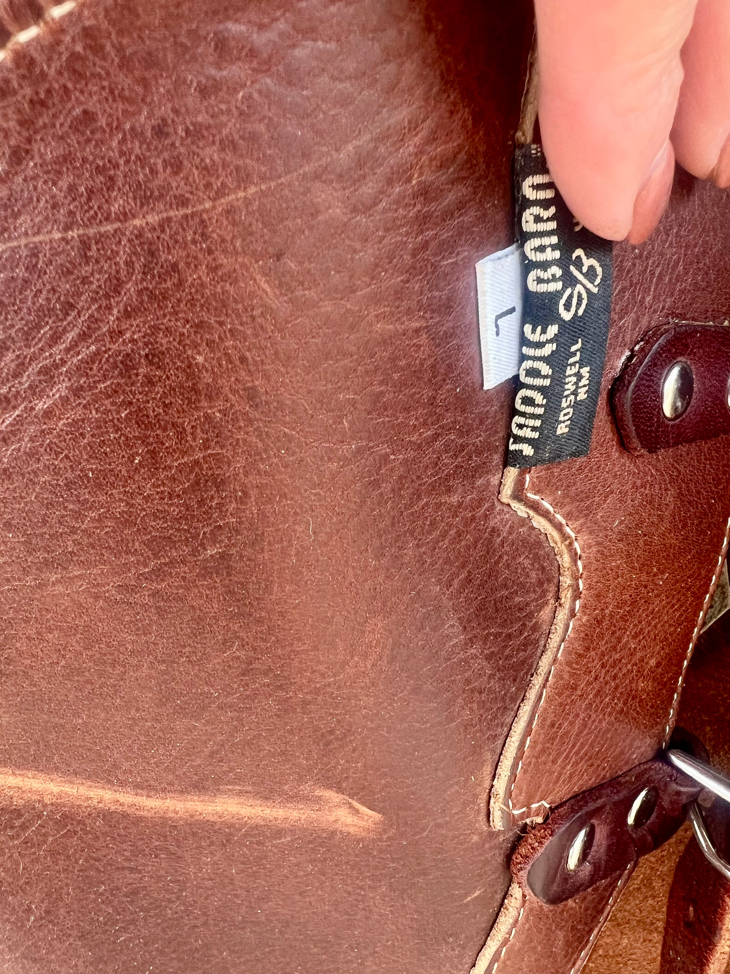 Saddle Barn Hair On Hide Leather Chinks with Fringe - Size L     CH1116