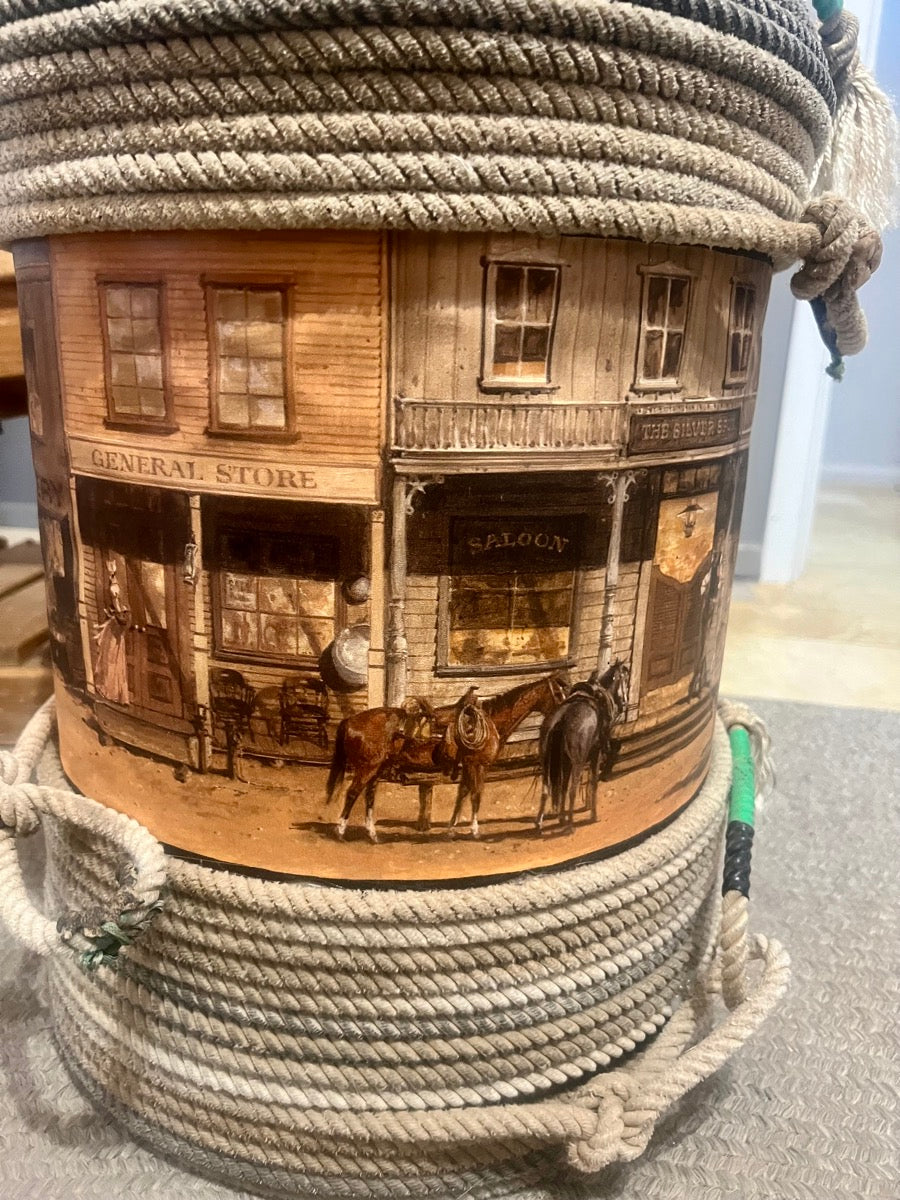 Western Town Cowboy Rope Wrapped Milk Can     HD1114