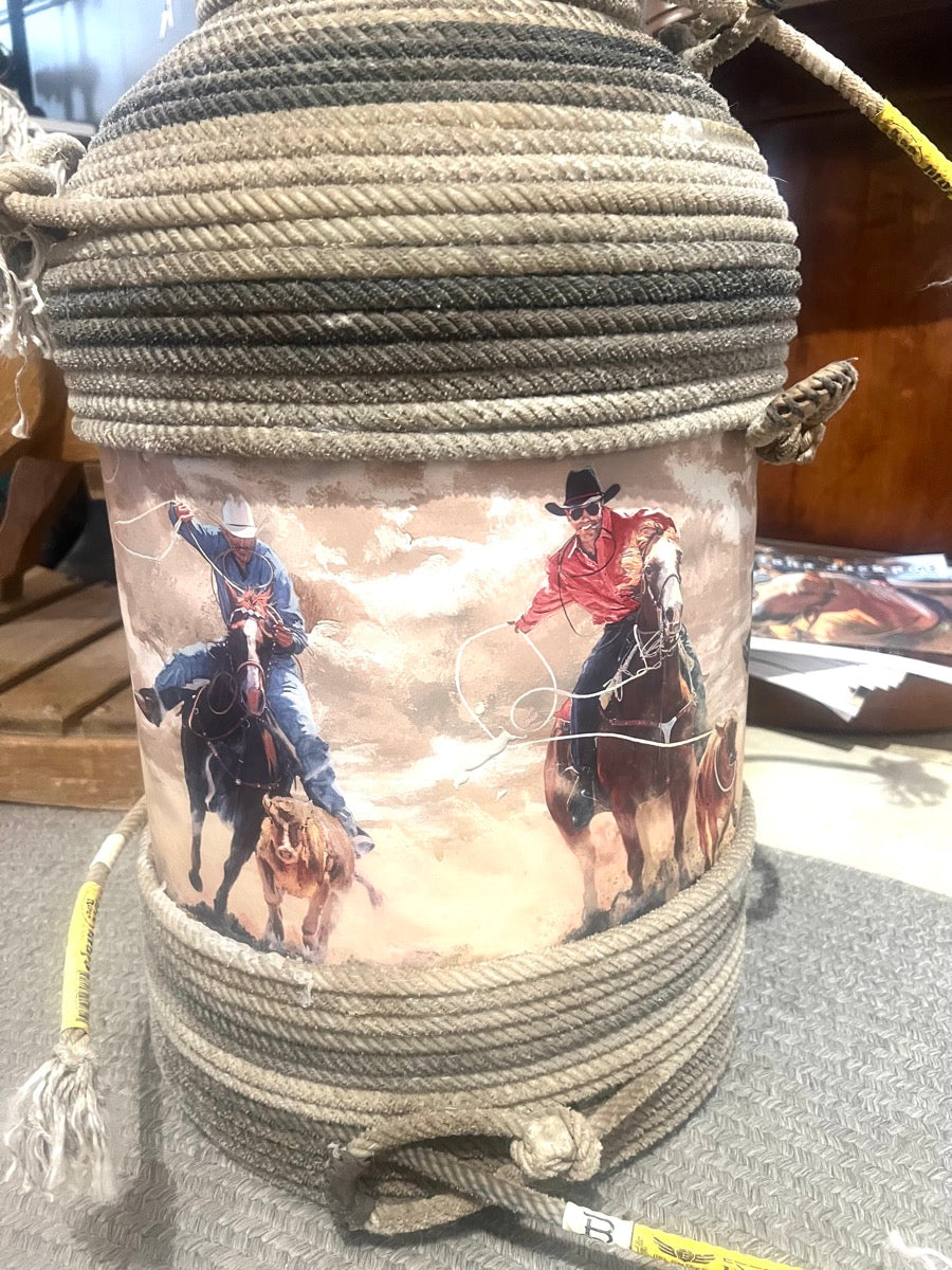 Team Roper Cowboy Rope Wrapped Milk Can     HD1115