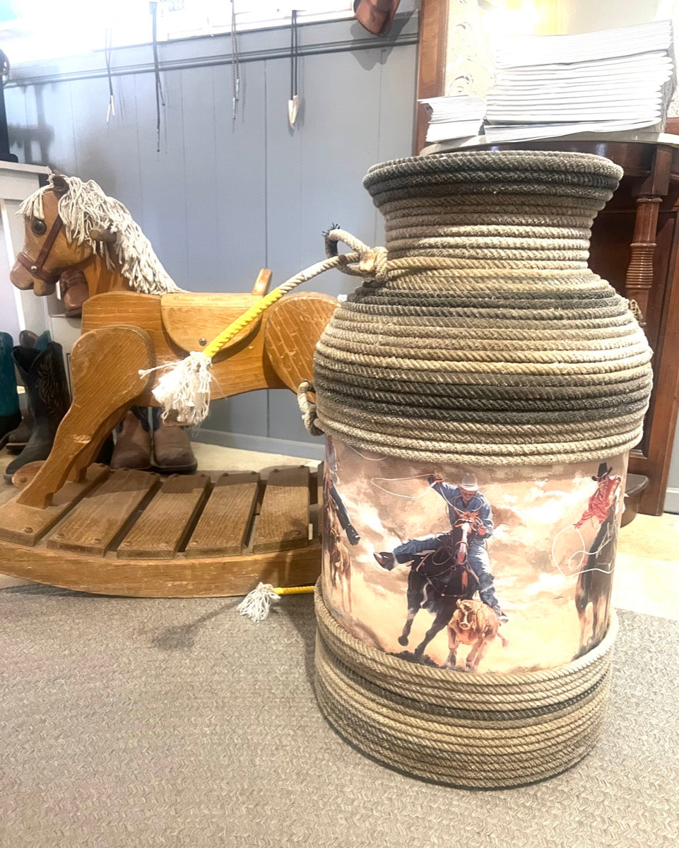 Team Roper Cowboy Rope Wrapped Milk Can     HD1115