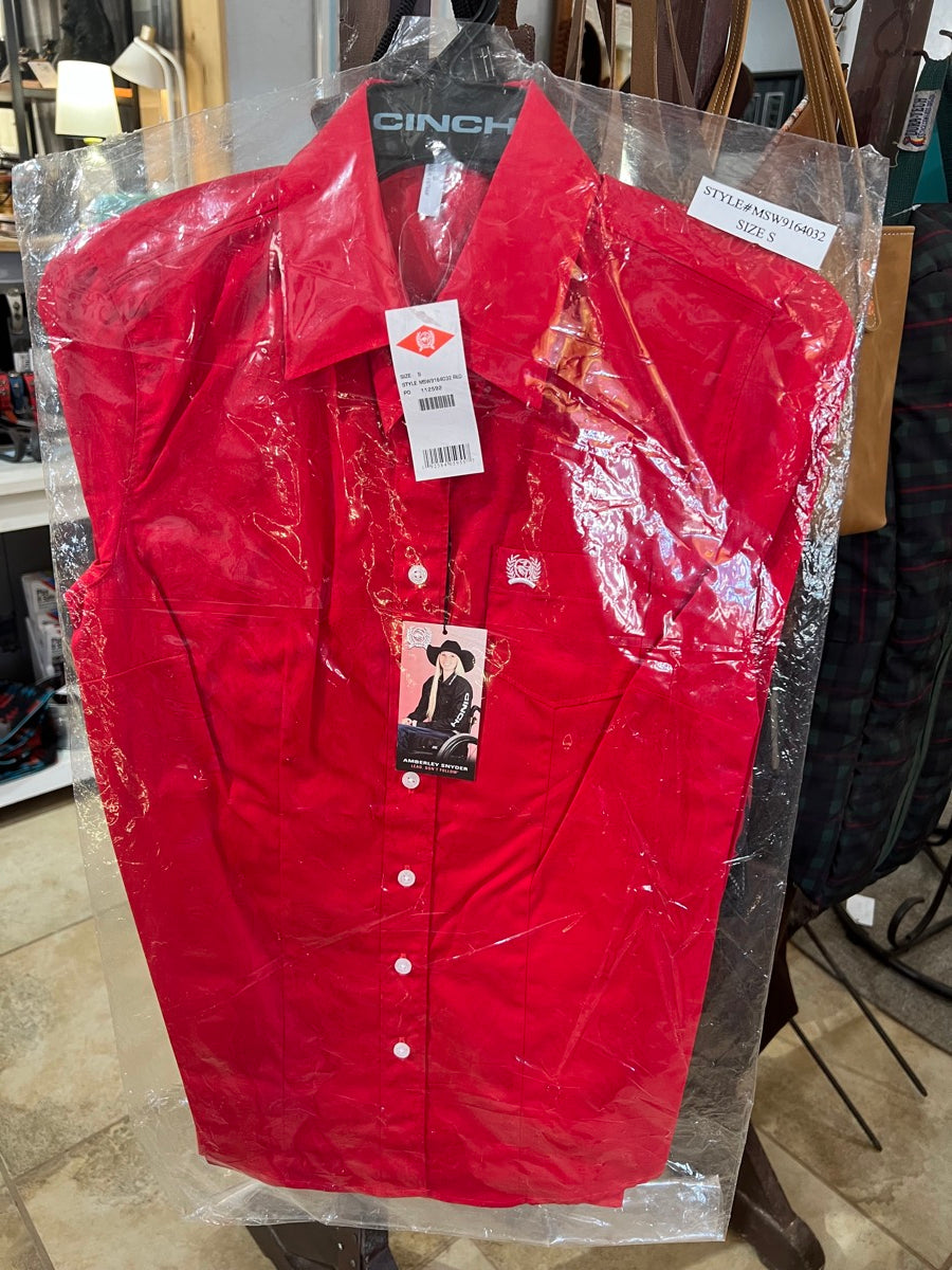 Cinch Womens Long Sleeve Western Solid Red Shirt