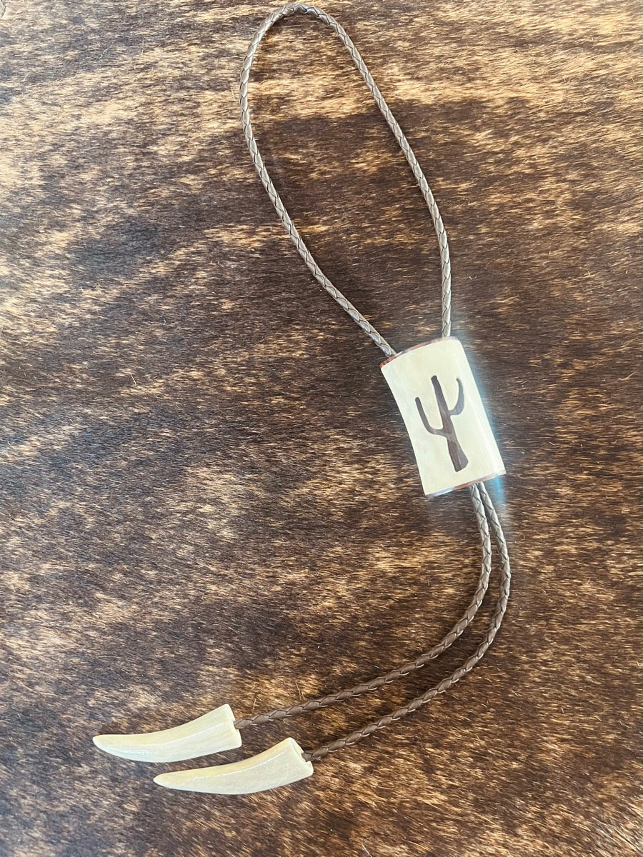 Vintage Carved Antler Bolo Tie