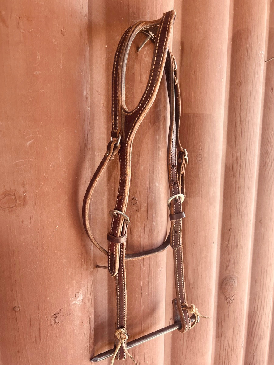One Ear Shaped Double Layer Leather Headstall   HS1147