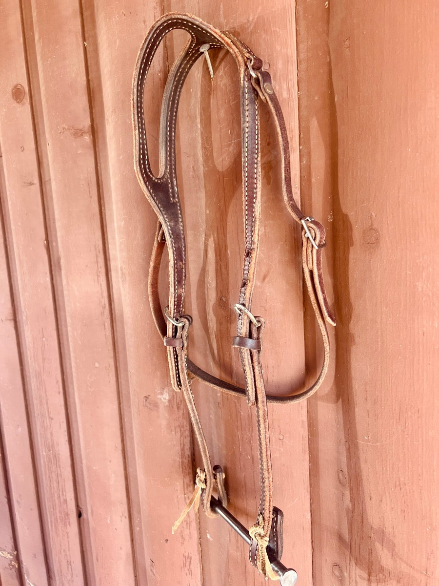 One Ear Shaped Double Layer Leather Headstall   HS1147