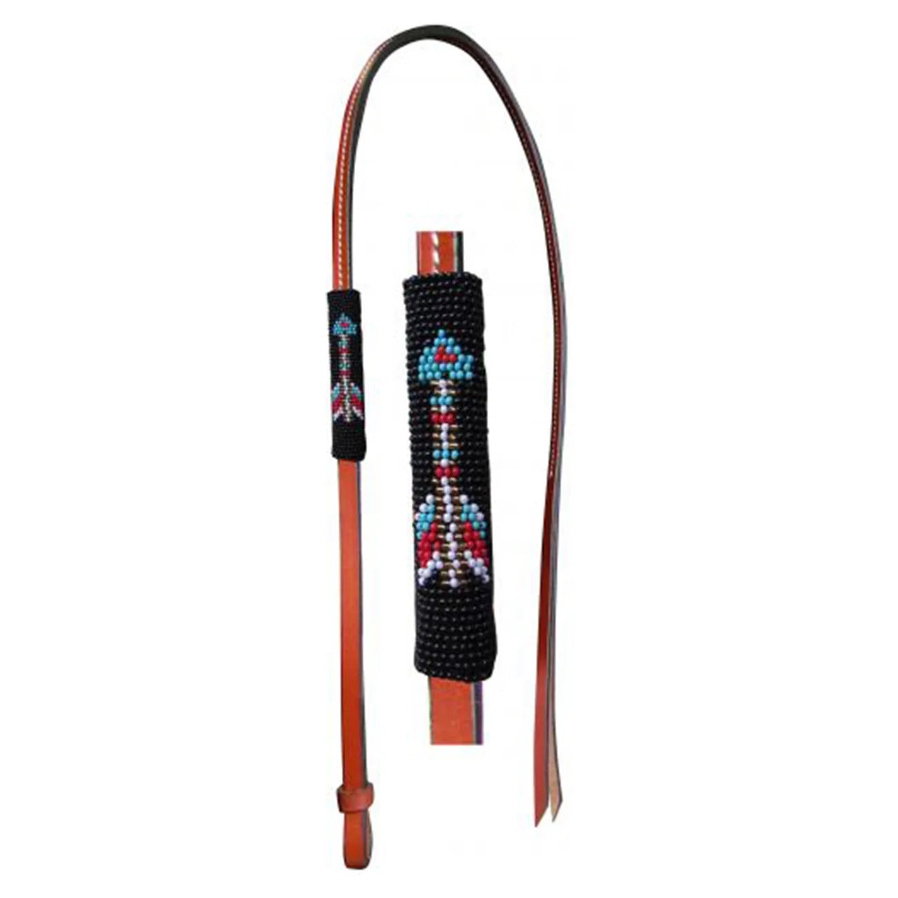 Showman Leather Over & Under Whip with Arrow Design Beaded Overlay