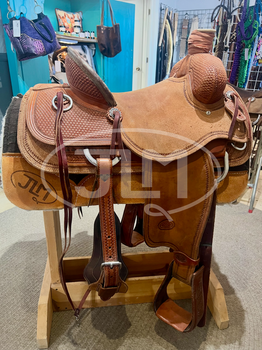 15" NRS Competitor Half Breed Basket Stamp Team Roping Saddle