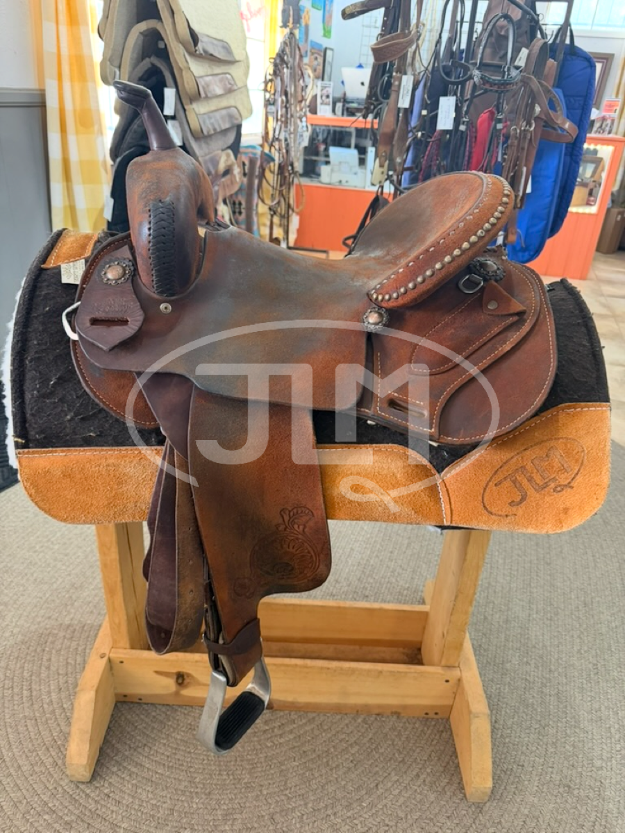 14.5" Double J Saddlery Lynn McKenzie Special Roughout Barrel Saddle