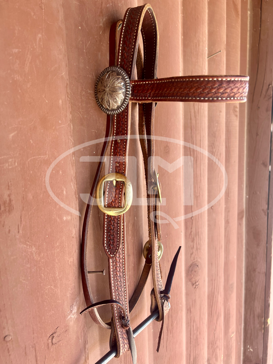Vintage Grijalva EG* Silver Conchos on Billy Cook Maker Stamped Headstall GJ1111
