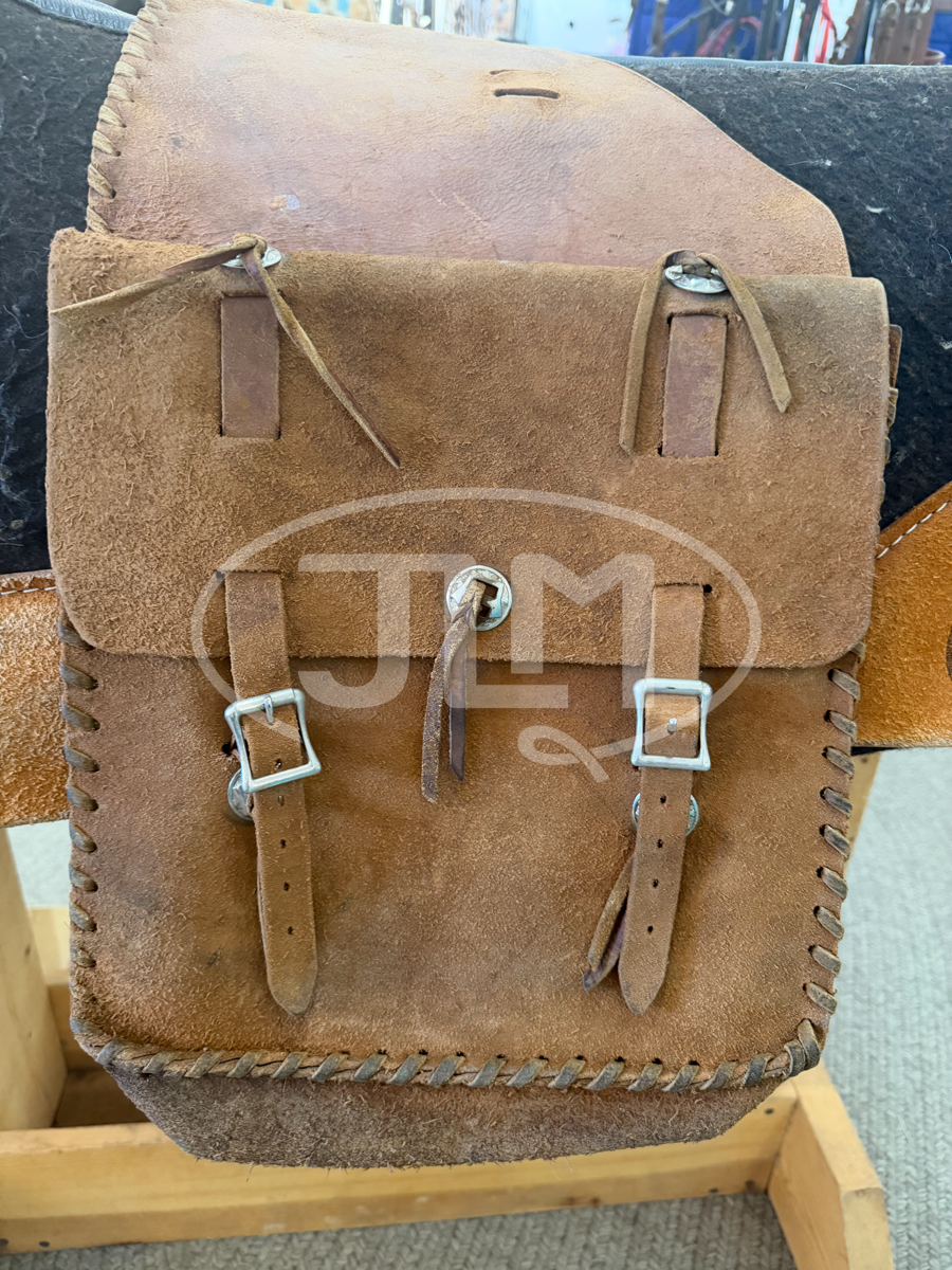 Vintage Roughout Leather Large Saddle Bags       SB1118