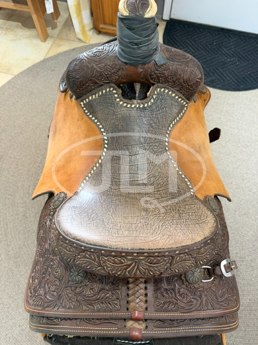 14.5" Texas Saddlery Dale Martin Chocolate Pro Series Team Roping Saddle