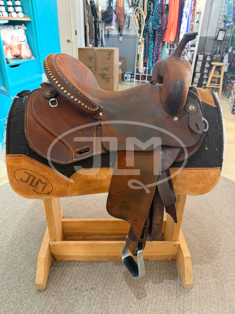 14.5" Double J Saddlery Lynn McKenzie Special Roughout Barrel Saddle
