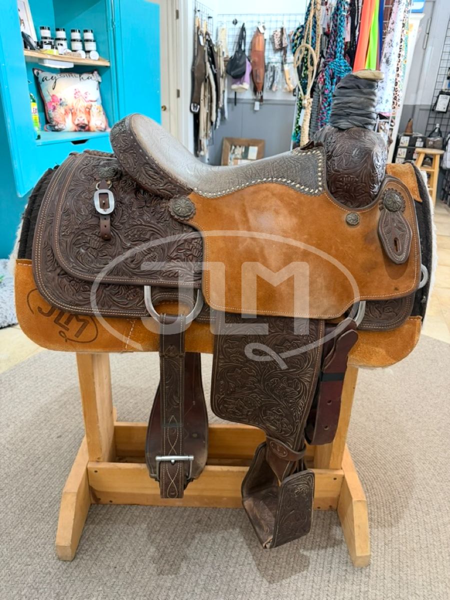14.5" Texas Saddlery Dale Martin Chocolate Pro Series Team Roping Saddle