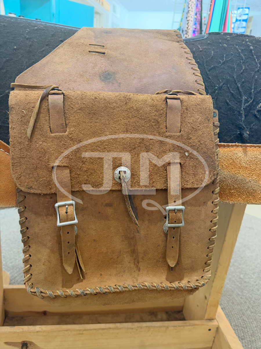 Vintage Roughout Leather Large Saddle Bags       SB1118