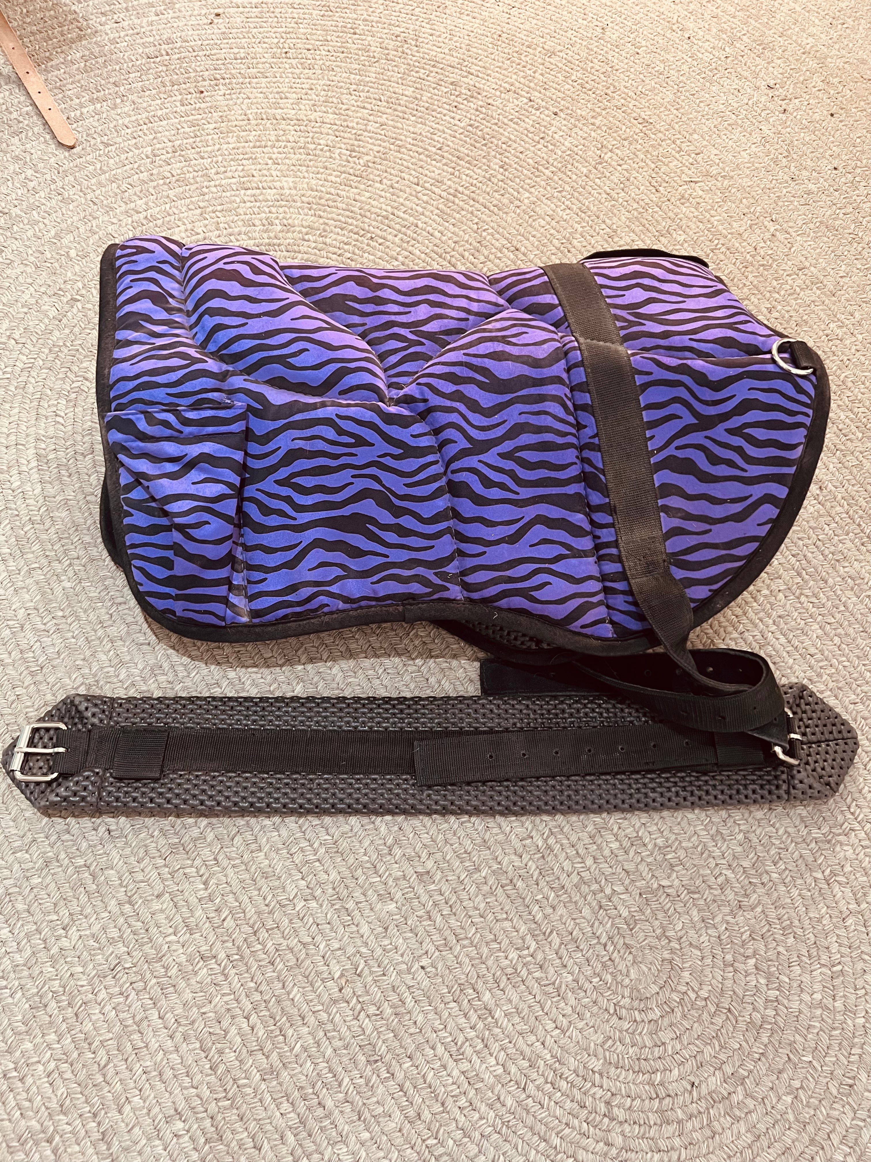 Best Friend Western Style Bareback Pad with Pockets - Horse - Purple Zebra