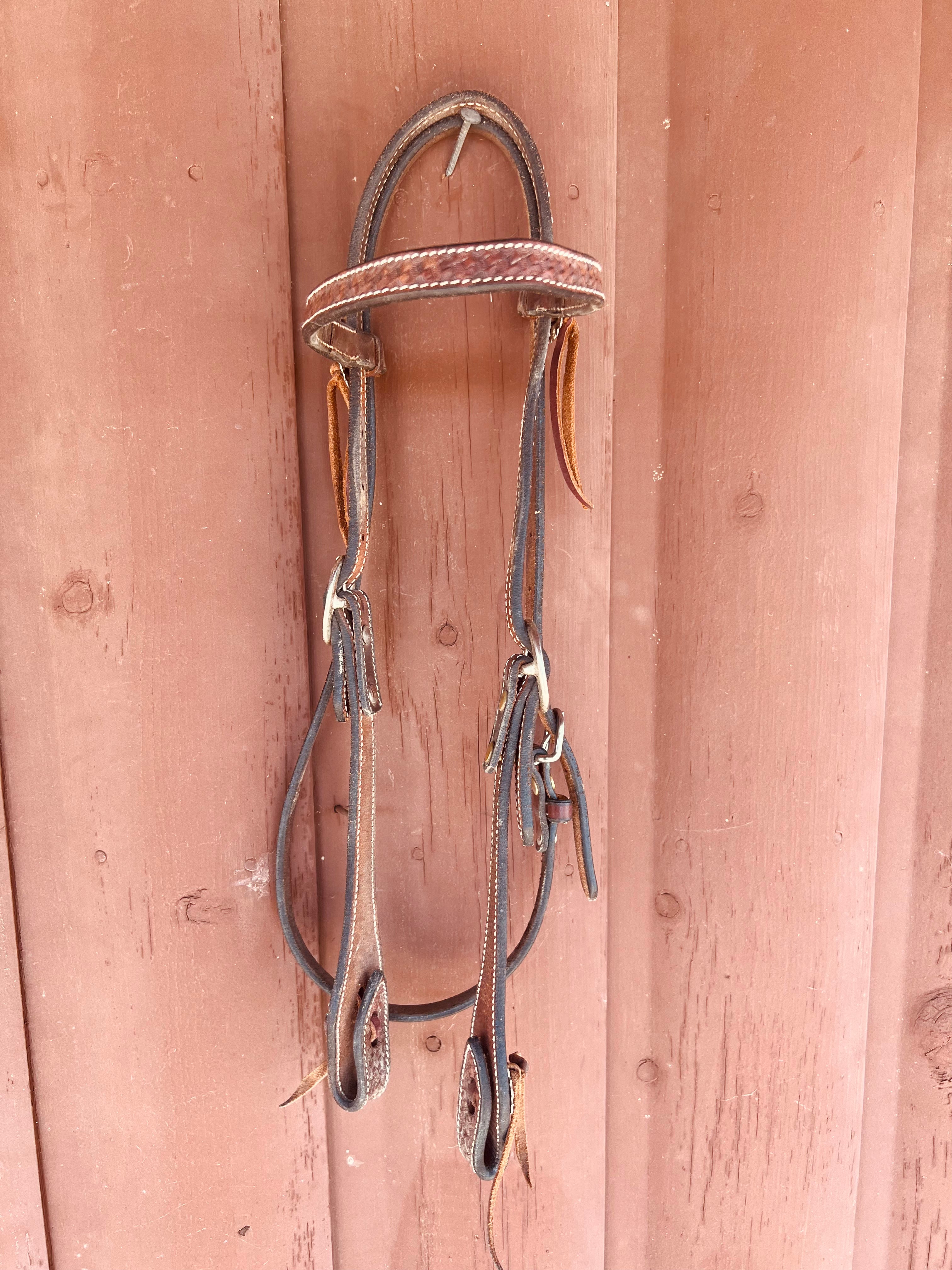 Leather Basketweave Browband Headstall