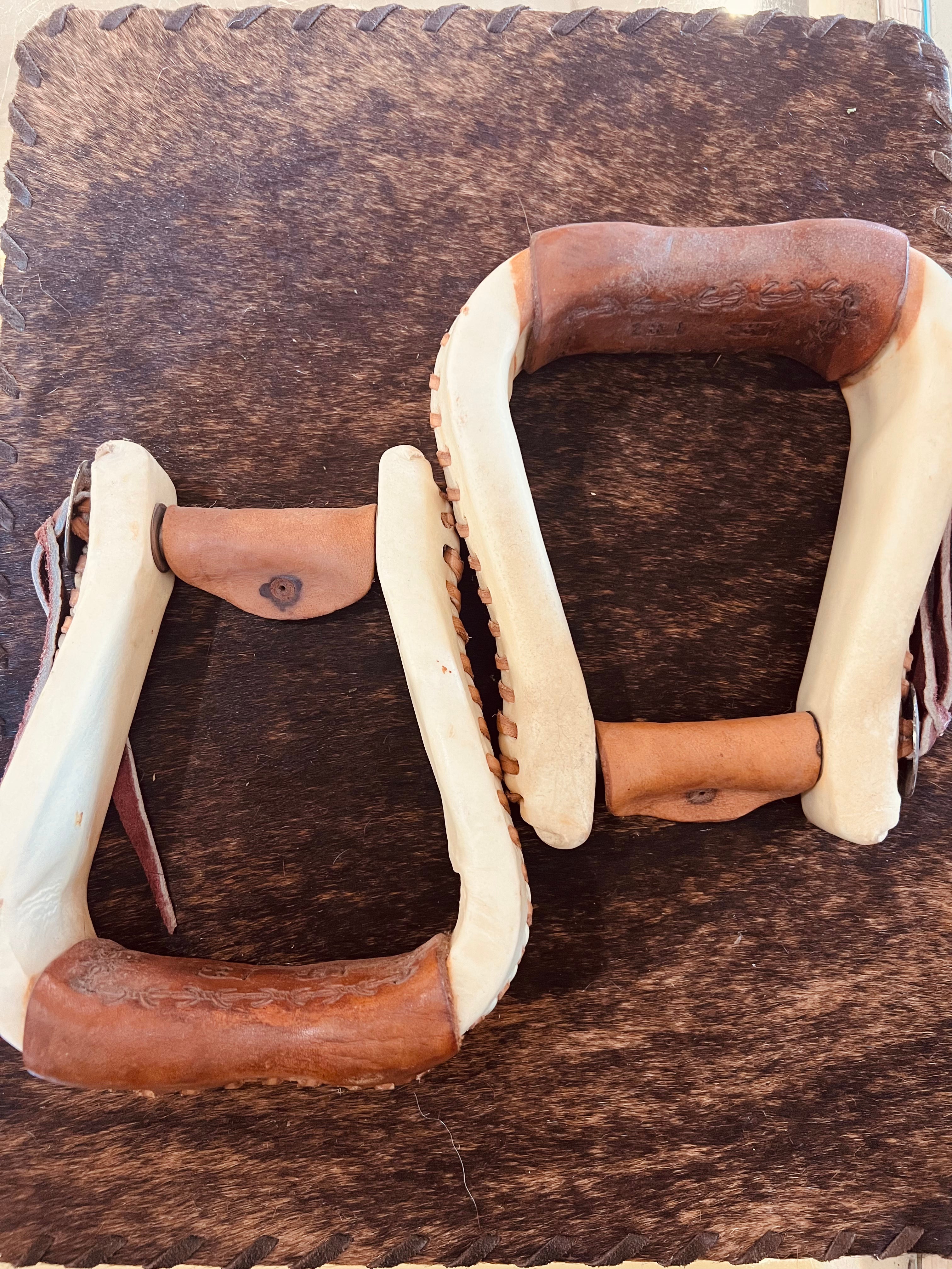 Natural Rawhide Covered Stirrups