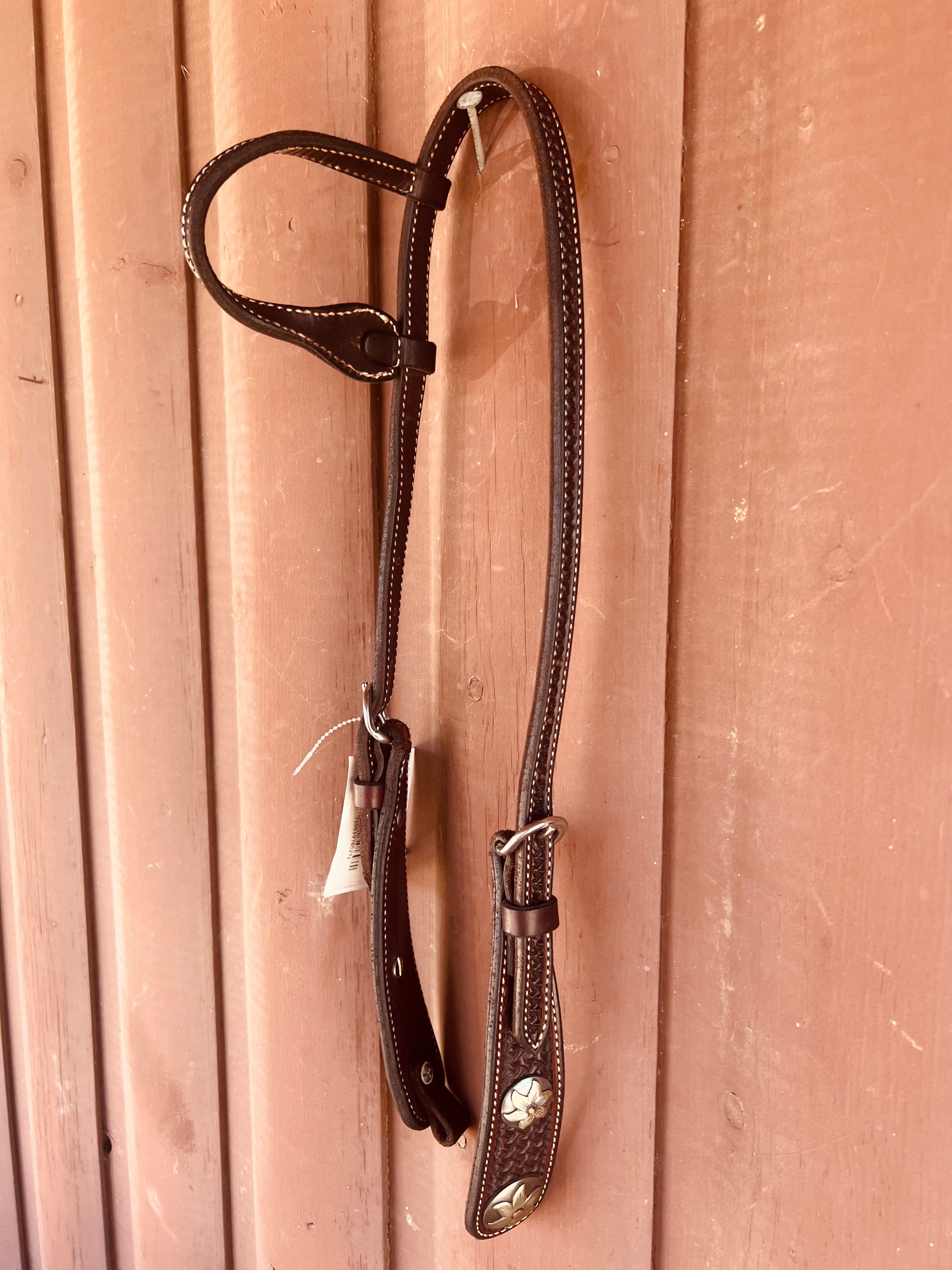 Wildfire Saddlery One Ear Rosewood Spider Stamp Headstall