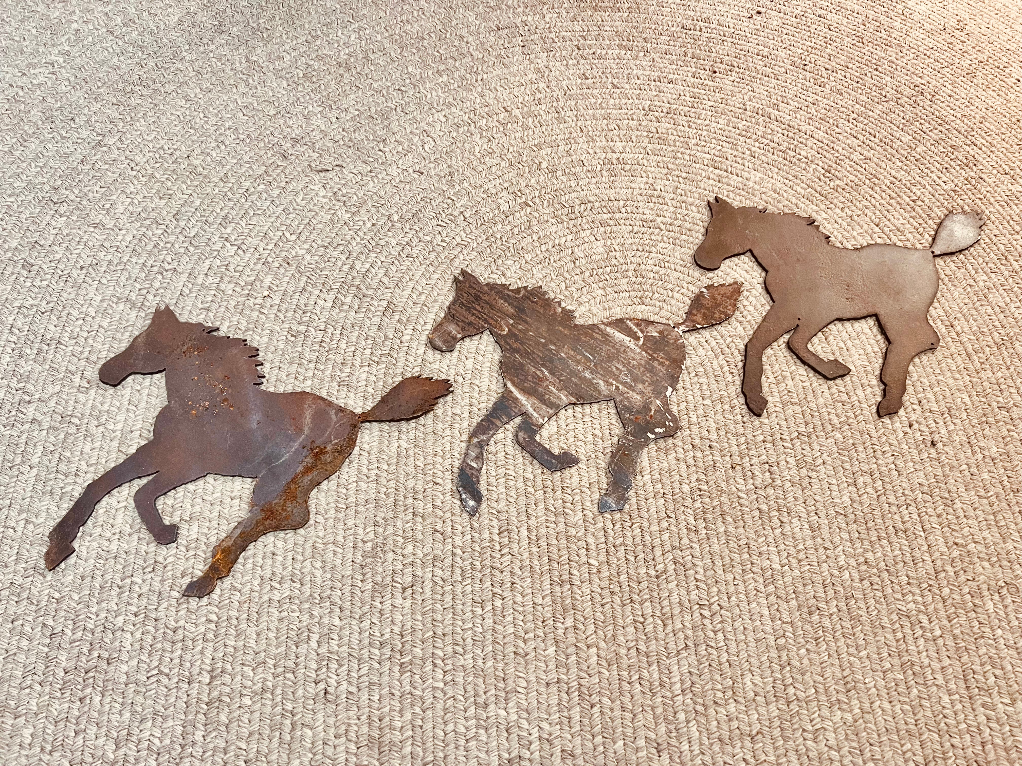 Wild Horses Running - Recycled Metal Wall Decor - Set of 3