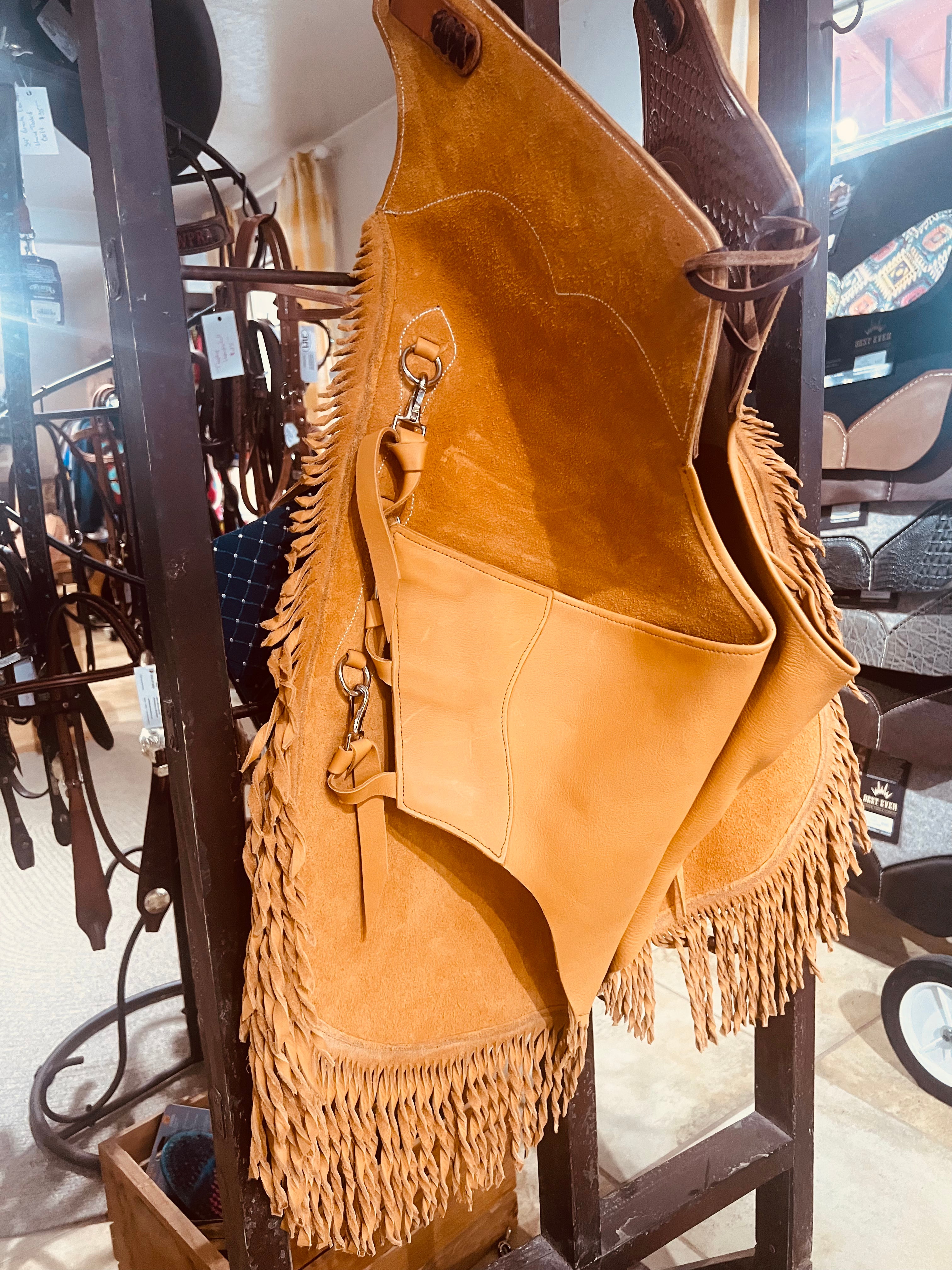 Custom Leather Twisted Fringe Chaps - by Carson Thomas Wickenburg AZ