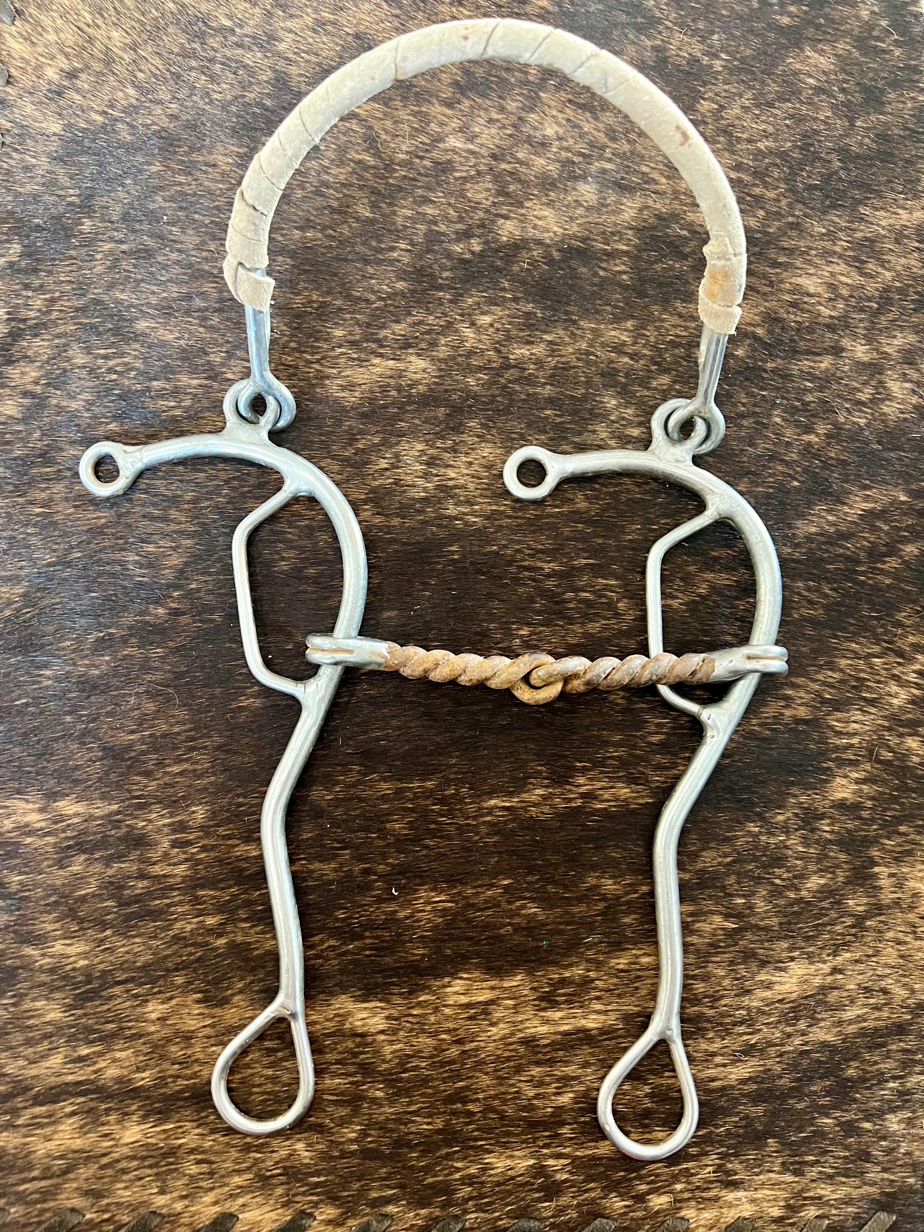 Combination Hackamore Bit with Sweet Iron Twisted Wire Snaffle Mouth