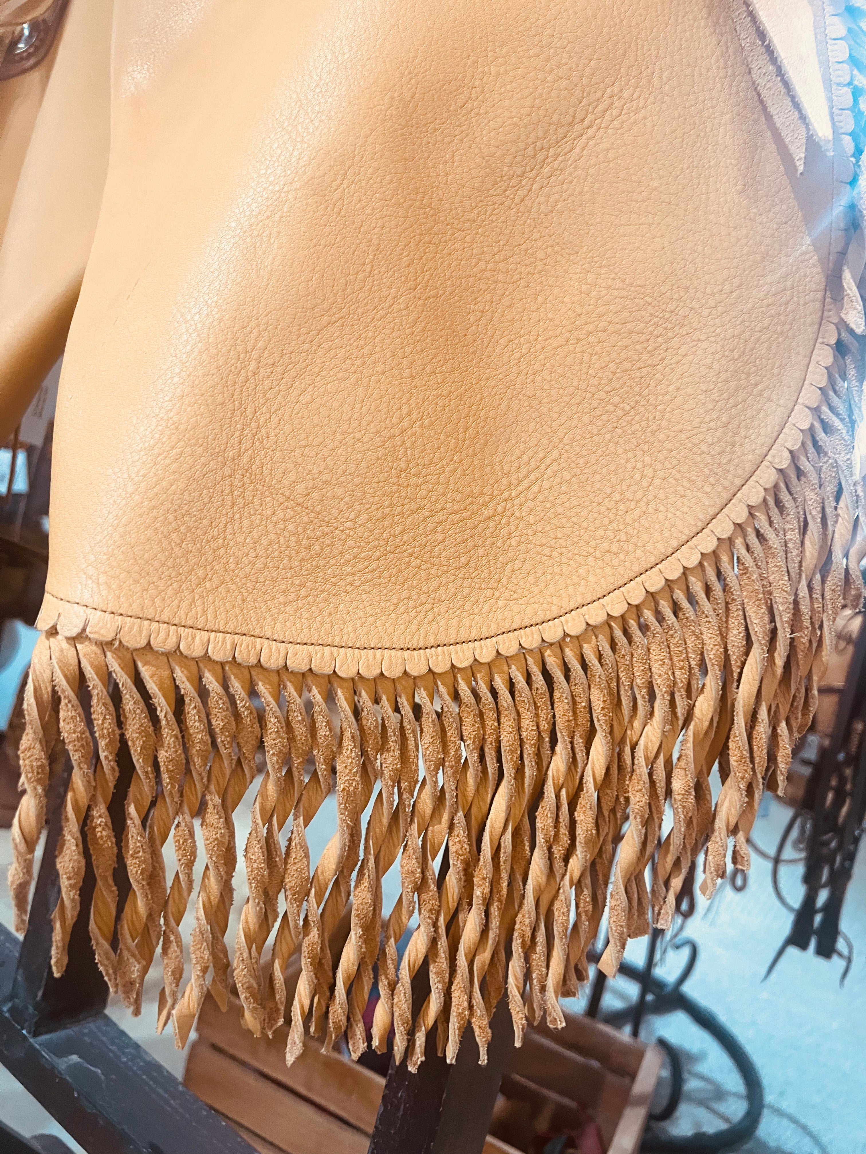 Custom Leather Twisted Fringe Chaps - by Carson Thomas Wickenburg AZ