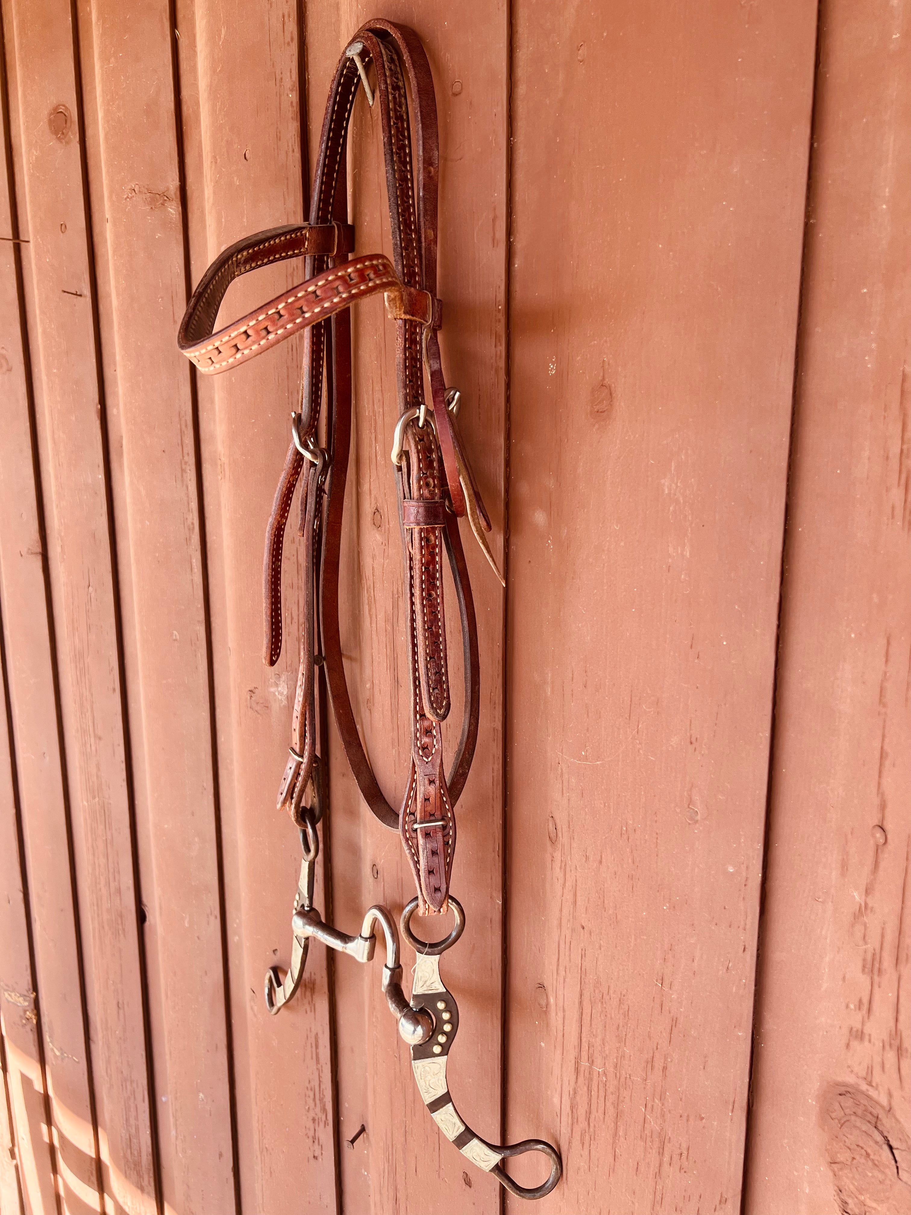 Reinsman Pro Roper 876 Bit on Leather Browband Quick Change Headstall