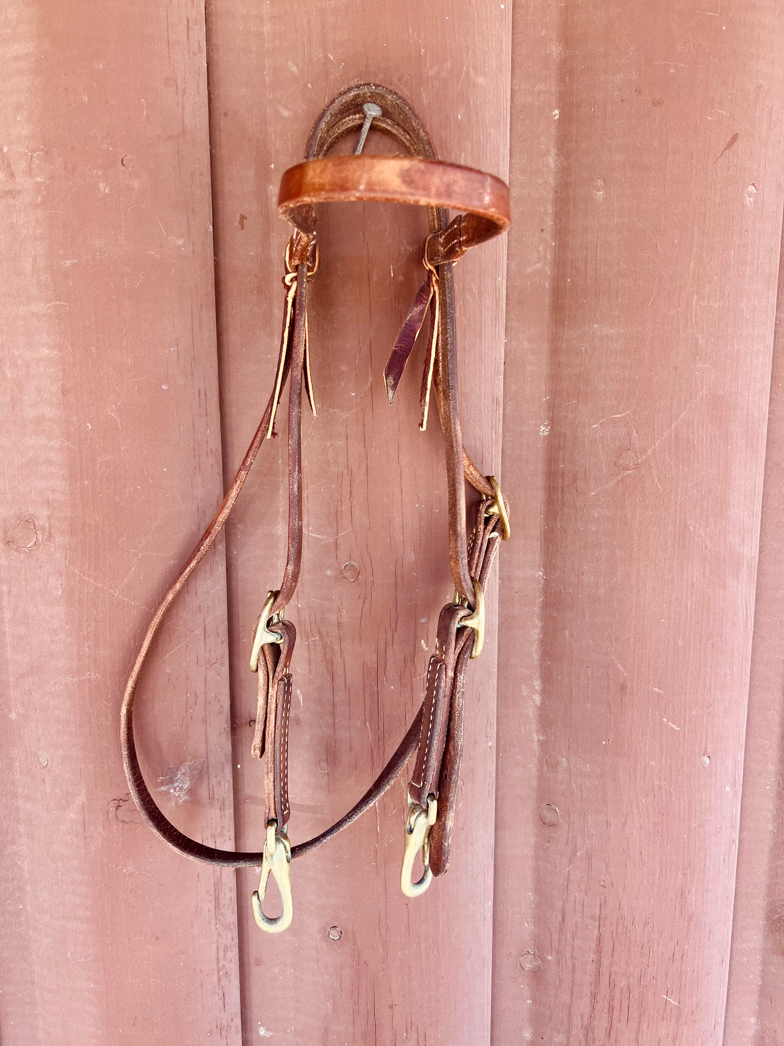 Browband Leather Headstall with Snap Bit Ends