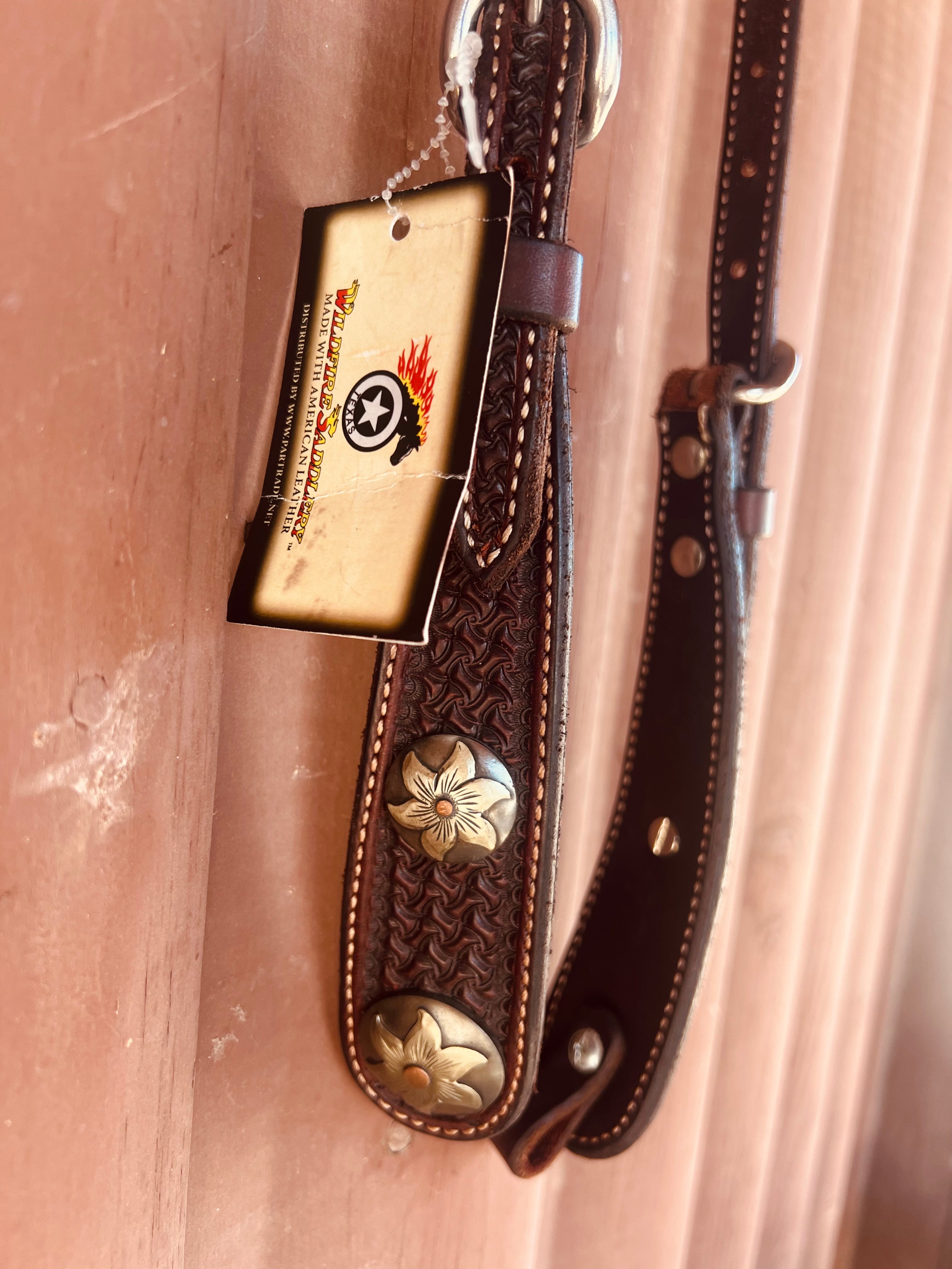 Wildfire Saddlery One Ear Rosewood Spider Stamp Headstall