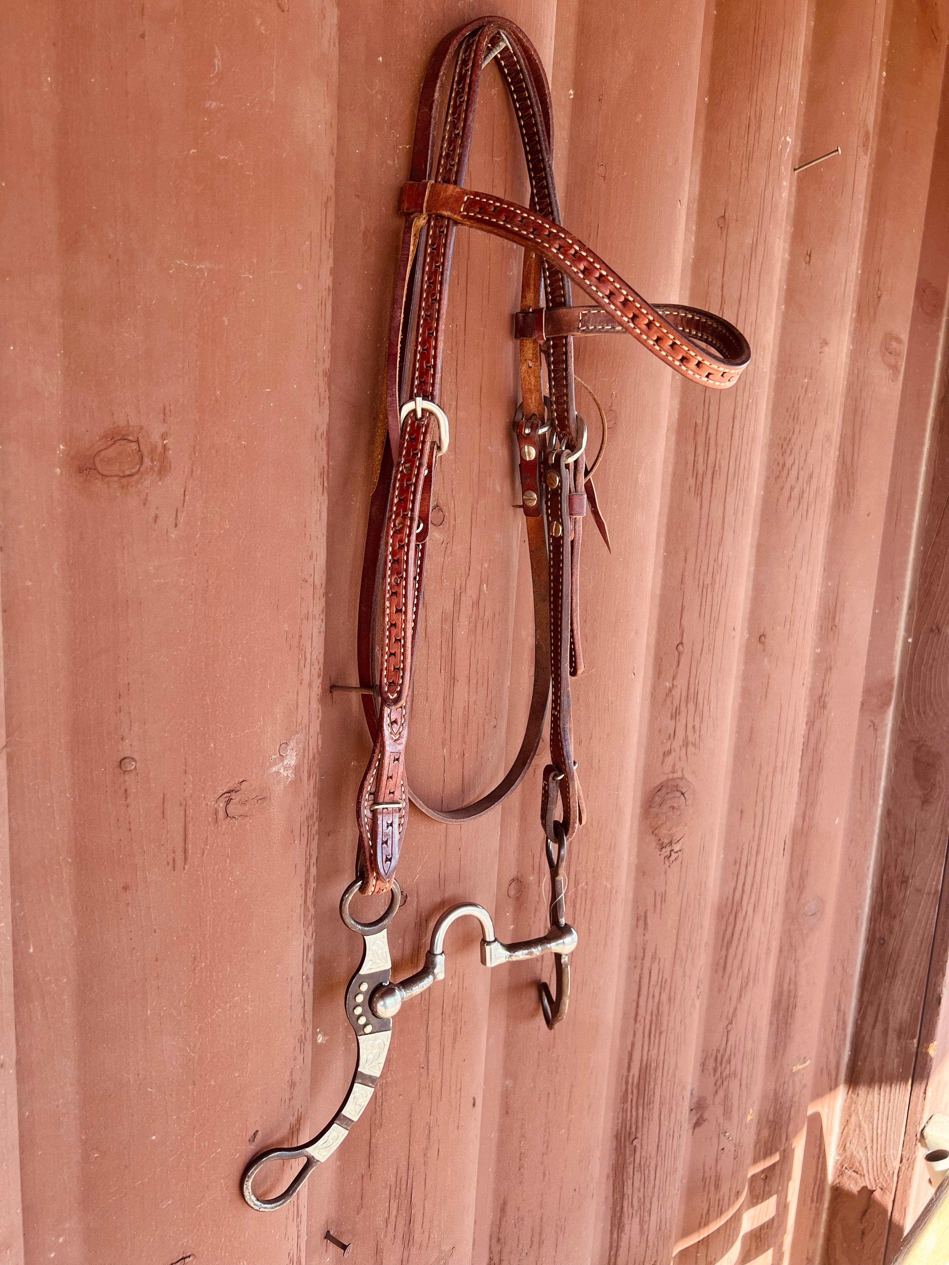 Reinsman Pro Roper 876 Bit on Leather Browband Quick Change Headstall