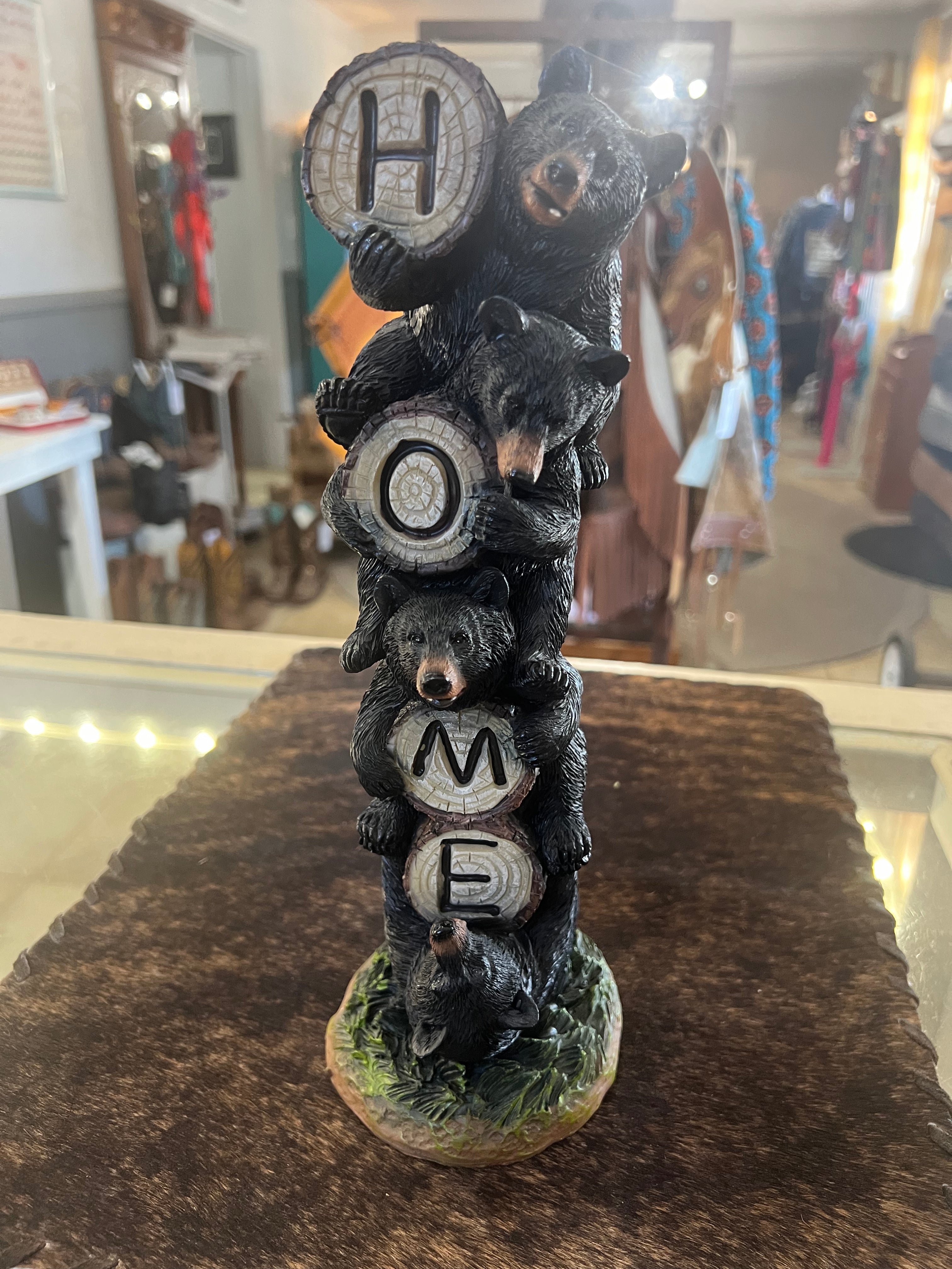 Black Bears HOME Sign Figurine