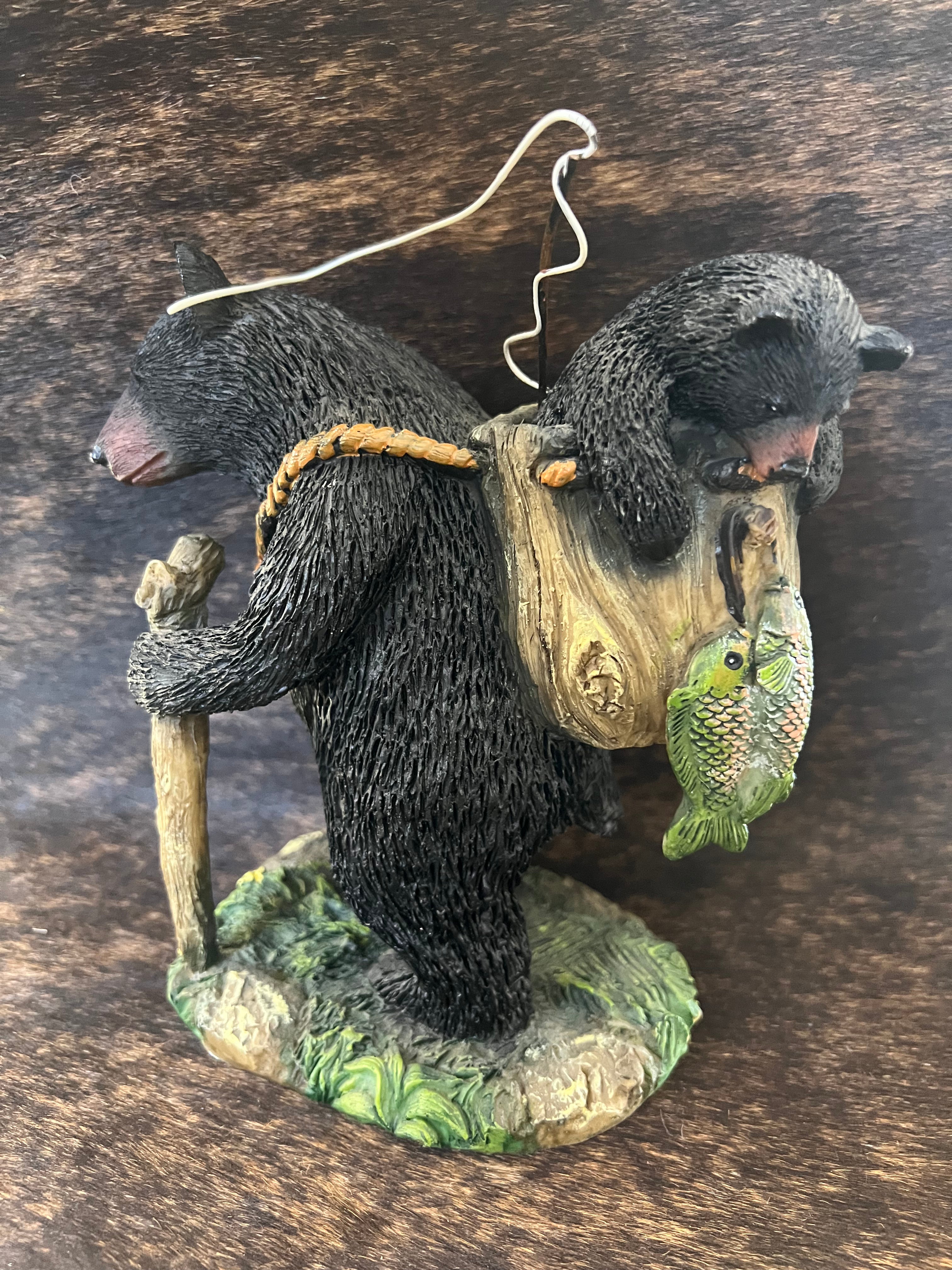 Bear and Cub Fishing Adventure Figurine