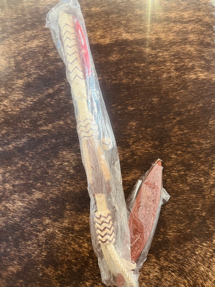 Showman Braided Rawhide Quirt with Horse Hair and Leather Popper