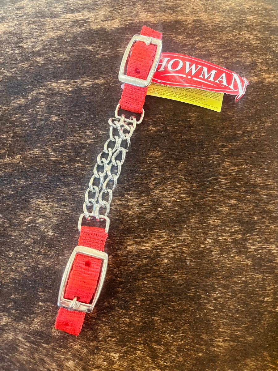 Showman Adjustable End Double Chain Nylon Curb Strap