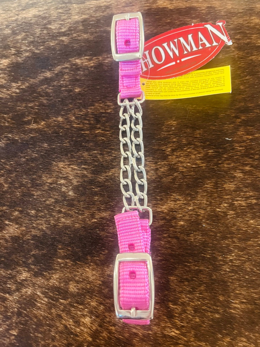 Showman Adjustable End Double Chain Nylon Curb Strap