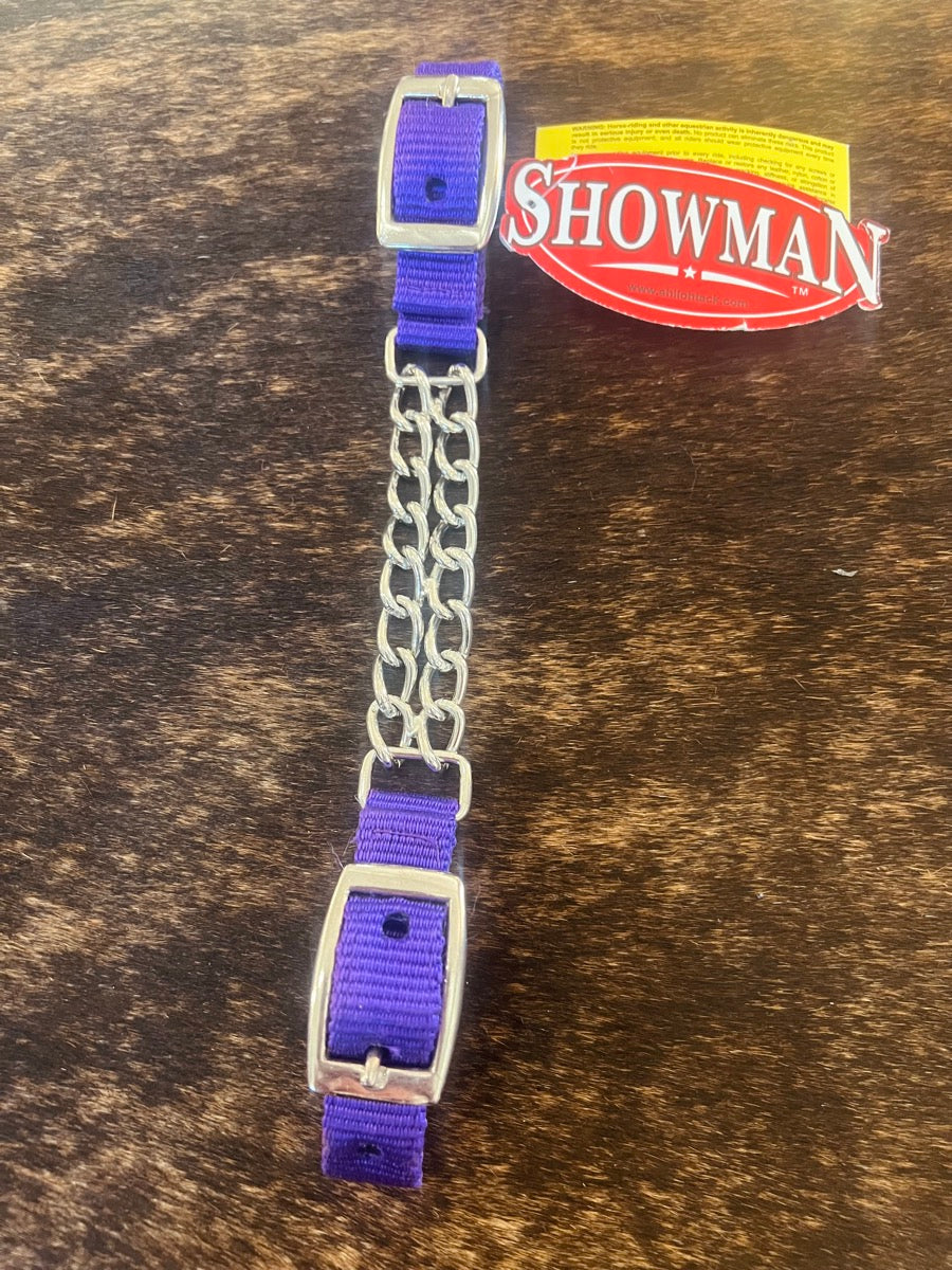 Showman Adjustable End Double Chain Nylon Curb Strap