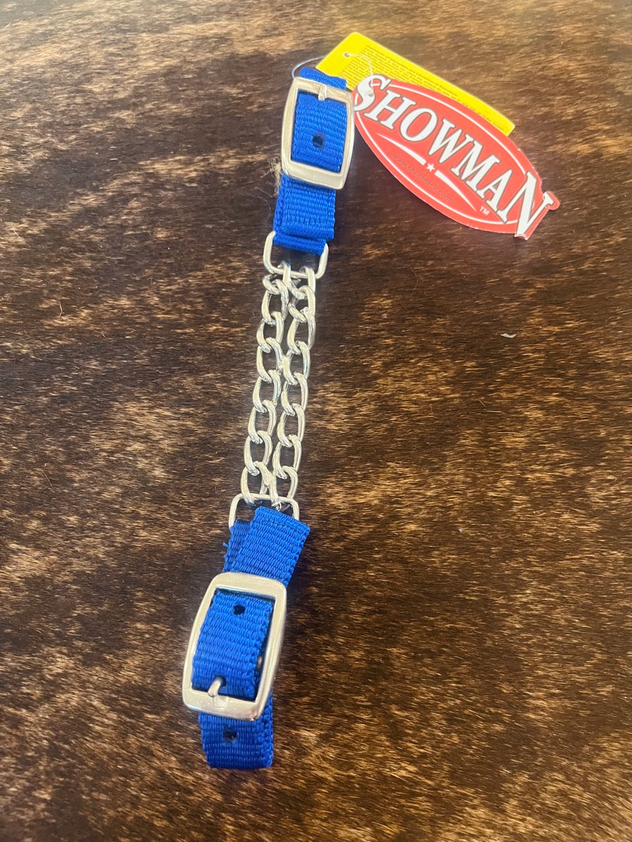 Showman Adjustable End Double Chain Nylon Curb Strap