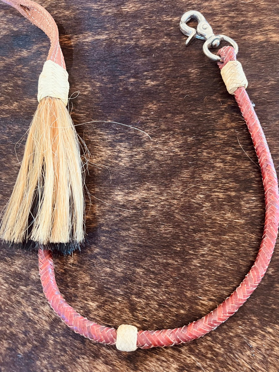 Buffalo Leather of the Rockies Leather Reins with Braided Rawhide and Horse Hair Tassles