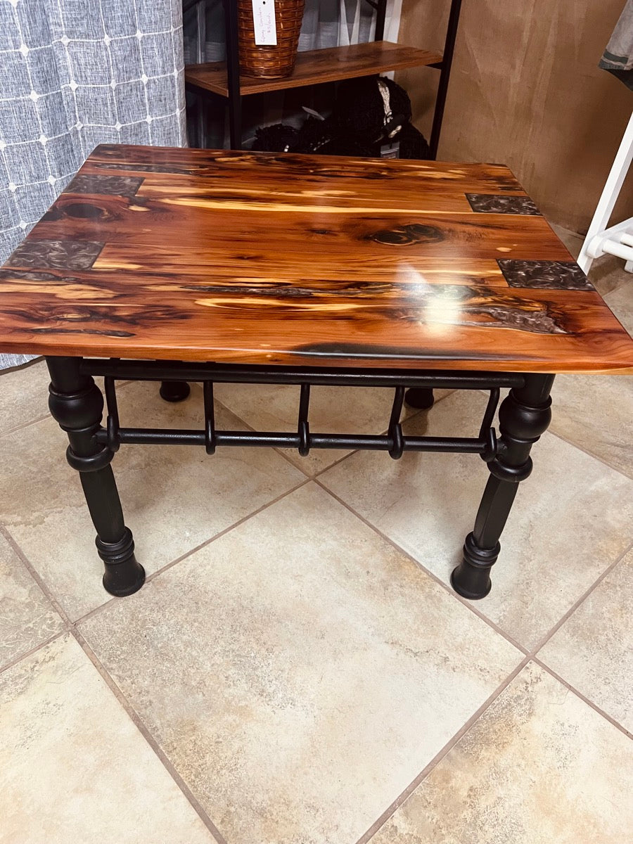 Cedar Wood and Deep Copper Epoxy Resin Side Table