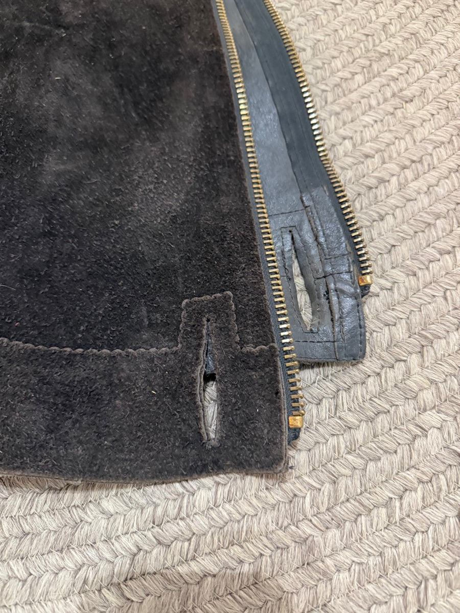 Wood’s Western Black Suede Leather Fringe Show Chaps    CH1122